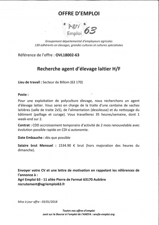 Offre d emploi marechal-ferrant